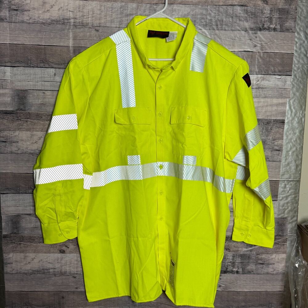 DriFire FR High Visibility Work Shirt Mens 4XLT Yellow Button Up Long Sleeve NEW
